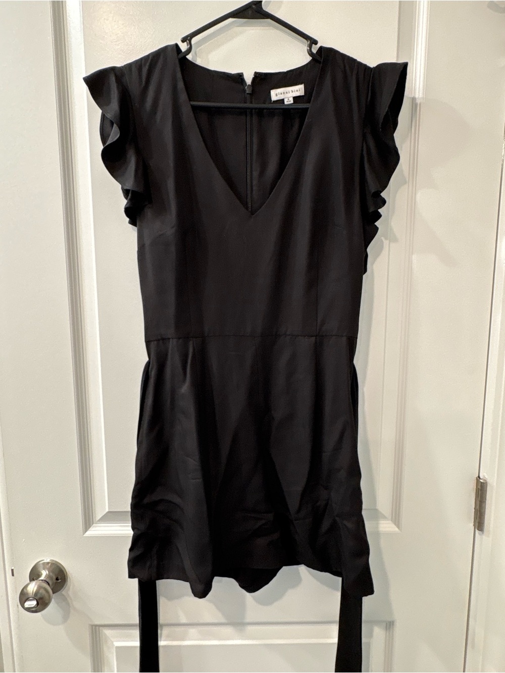 Gianni Bini Black Ruffled Sleeve Tie-Waist Romper - Picture 3 of 6